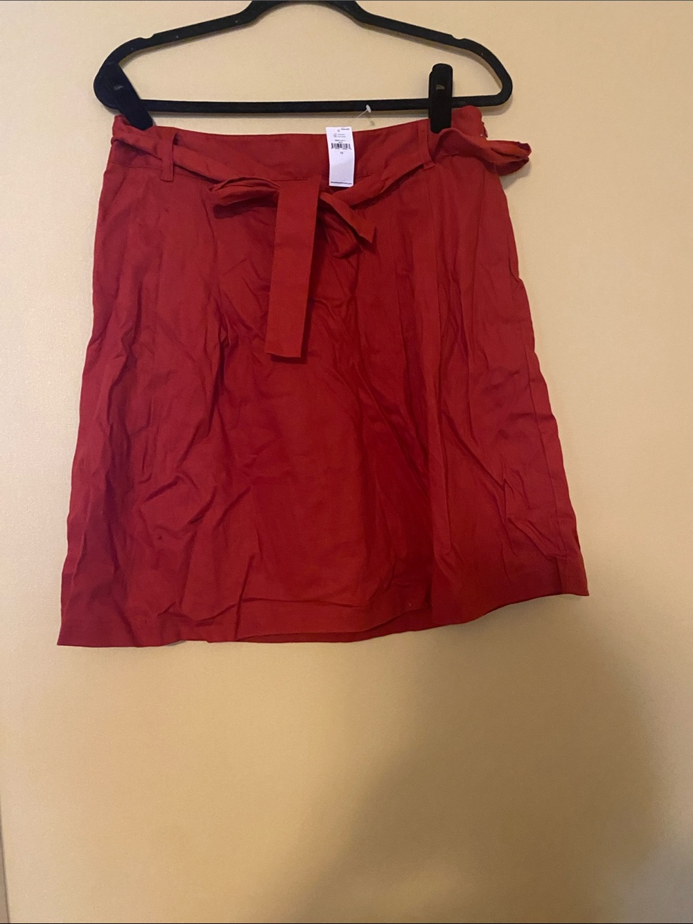 High-Waist Red Tie-Belt Women’s Skirt
